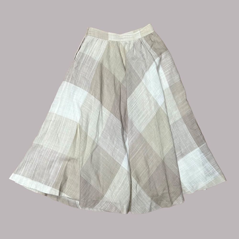 Vintage Liz Claiborne Cream Linen A-Line Full Skirt // 90s lined tan beige - Picture 7 of 7